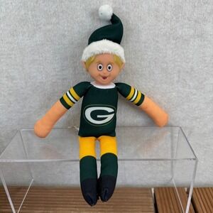 Green Bay Packers NFL Elf Plush Holiday Shelf Sitter Green Yellow Logo